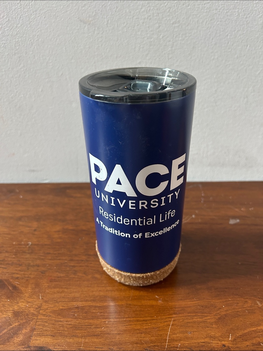 Navy Pace University 15oz Insulated Tumbler with Cork Base